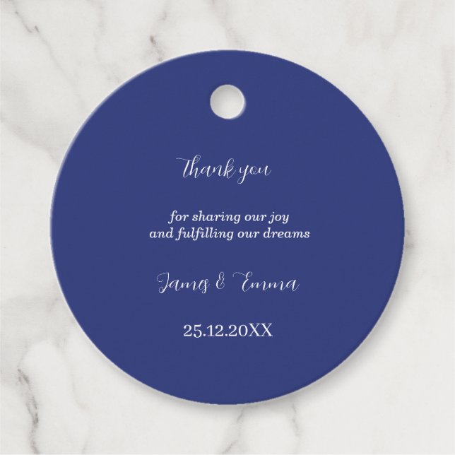 Simple Blue Custom Wedding Geschenkanhänger (Vorderseite)