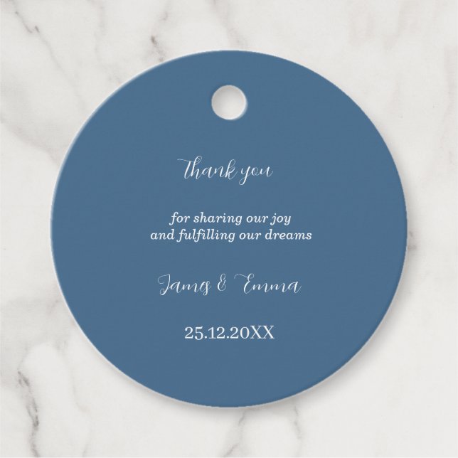 Simple Blue Custom Wedding Geschenkanhänger (Vorderseite)