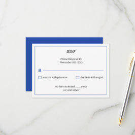 Simple Blue Custom Wedding RSVP Karte