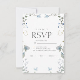 Simple Blue Floral RSVP Card Karte