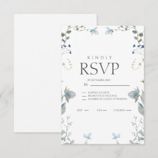 Simple Blue Floral RSVP Card Karte