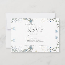 Simple Blue Floral RSVP Card Karte