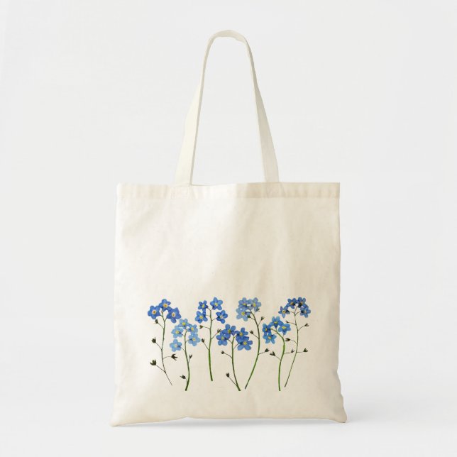 Simple Blue Flowers Vergessen Sie nicht Tragetasche (Vorne)