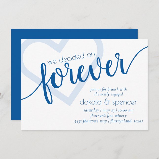 Simple Blue Forever | Cerulean Newlywed Brunch Einladung (Vorne/Hinten)