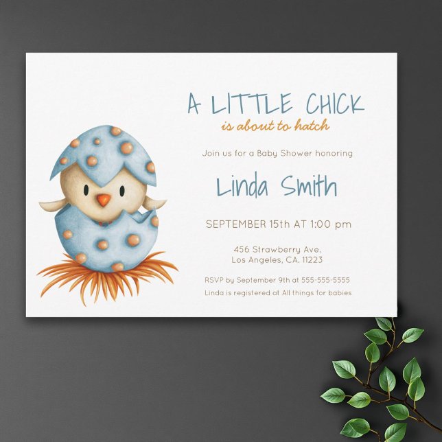Simple Blue Gender Neutral Baby Bird Baby Shower Einladung (Von Creator hochgeladen)