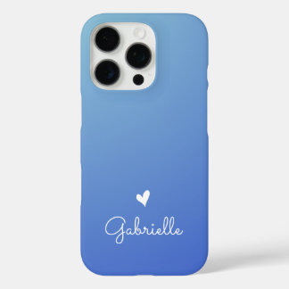 Simple Blue Gradient Heart Minimal Script Name iPhone 16 Pro Hülle