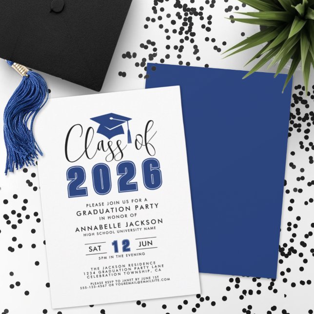 Simple Blue Graduation Party Einladung (Simple Blue Graduation Party Invitation)