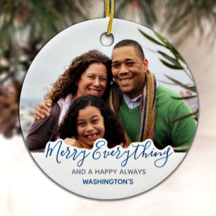 Simple Blue Gray Trendy Niedlich Merry Alles Keramik Ornament