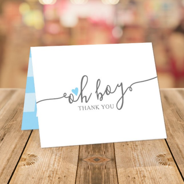 Simple Blue Heart Boy Baby Dusche Vielen Dank Dankeskarte (Von Creator hochgeladen)