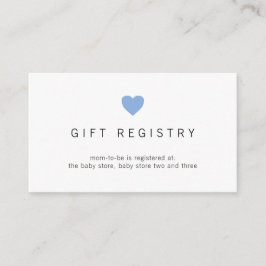 Simple Blue Heart Geschenke Registry Boy Baby Dusc Begleitkarte