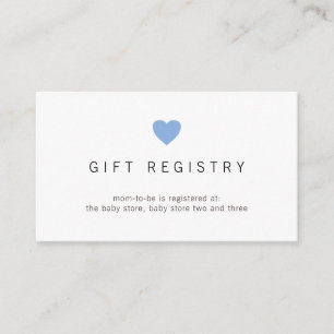 Simple Blue Heart Geschenke Registry Boy Baby Dusc Begleitkarte