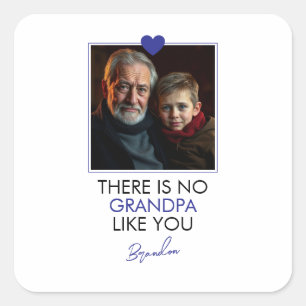 Simple Blue Heart Grandkid Grandparent Foto Quadratischer Aufkleber