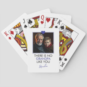 Simple Blue Heart Grandkid Grandparent Foto Spielkarten