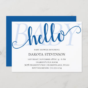 Simple Blue Hello Baby   Cerulean Blüh Shower Einladung