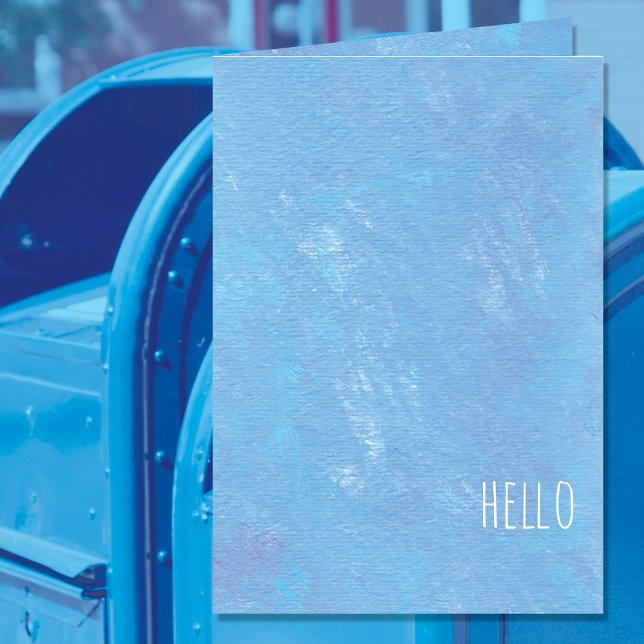 Simple Blue Hello Modern Blank Karte (Von Creator hochgeladen)