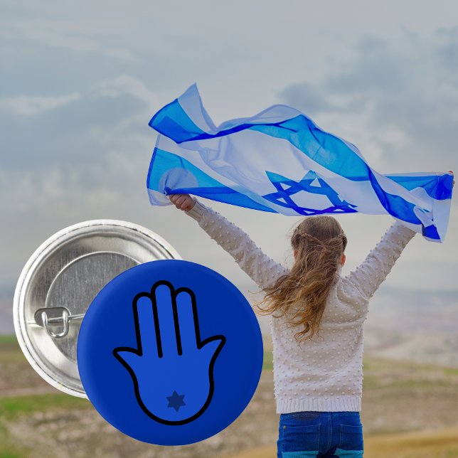 Simple Blue Jewish Hamsa mit Star von David Button (Von Creator hochgeladen)
