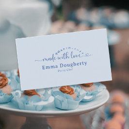 Simple Blue Made with Love Typography Bakery Visitenkarte