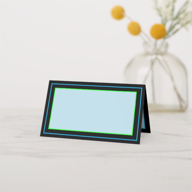 Simple Blue Neon Platzkarten (Vorderseite)