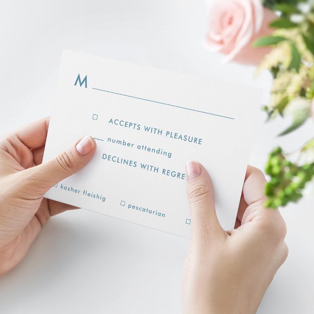 Simple Blue Ombre Bar Mitzvah Mahlzeiten Optionen  RSVP Karte (Von Creator hochgeladen)