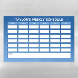 Simple Blue Ombre Weekly School Schedule Magnetisches Trockenlöschblatt