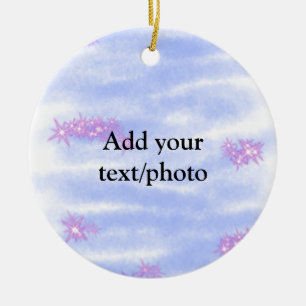 Simple blue pink watercolor add your text name th keramik ornament