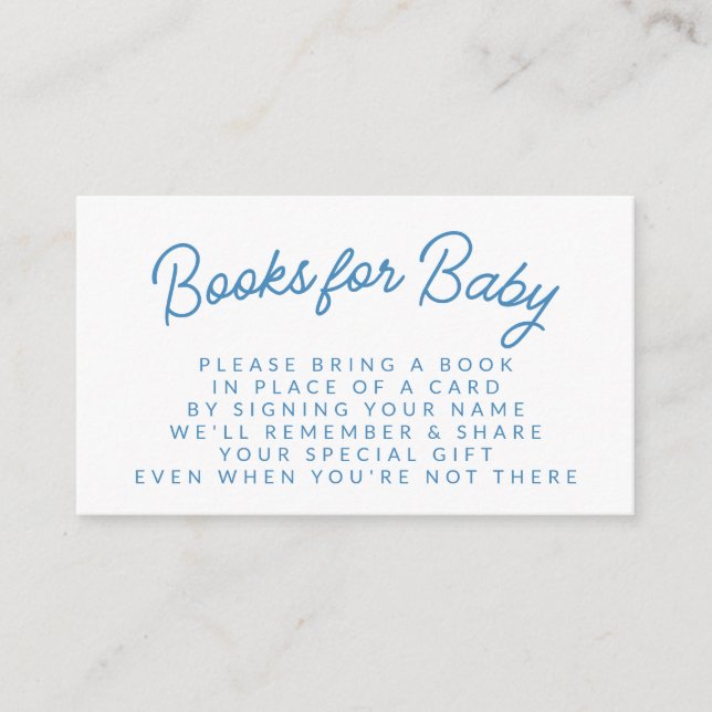Simple Blue Playful Book Request Baby Dusche Begleitkarte (Vorderseite)