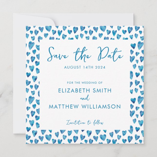 Simple Blue Save the Date Wedding (Vorderseite)