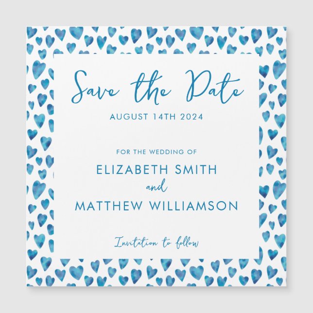 Simple Blue Save the Date Wedding Magnetkarte (Vorderseite)