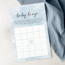 Simple Blue Snowflakes Winter Baby Bingo Game