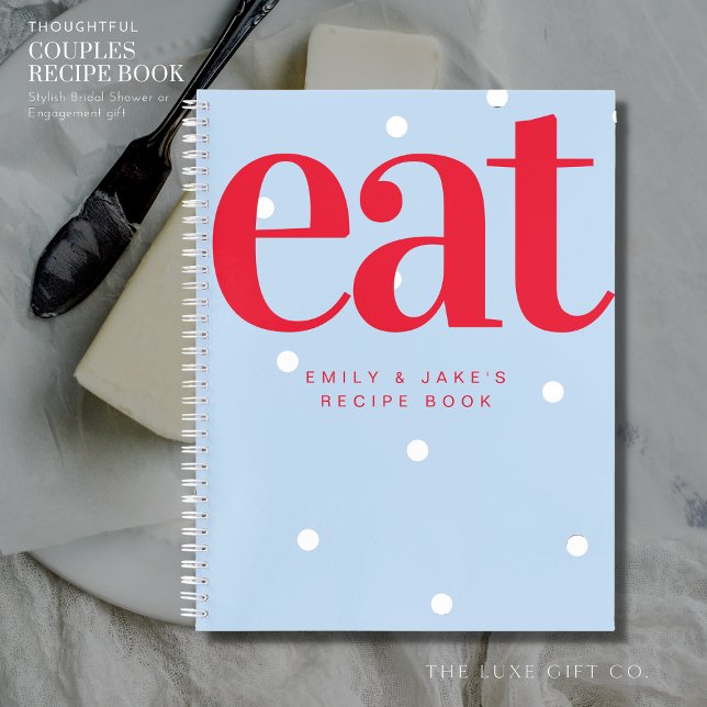 Simple Blue Spot Couples Engagement Gift Recipe No Notizbuch (Von Creator hochgeladen)