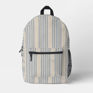 Simple Blue Stripes with Monogrammed Initial Bedruckter Rucksack