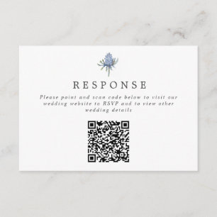 Simple Blue Thistle QR Code Wedding Website/UAWG Begleitkarte