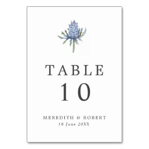 Simple Blue Thistle Wedding Tischnummer