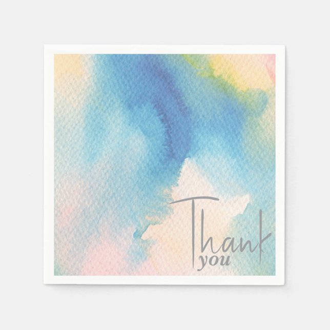 Simple Blue Watercolor Gradient Danke Napkins Serviette (Vorderseite)