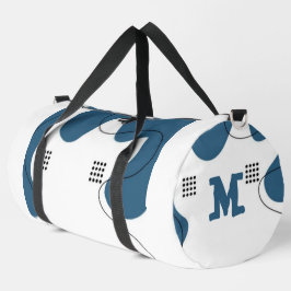 Simple blue white Abstract minimal art Monogram Duffle Bag