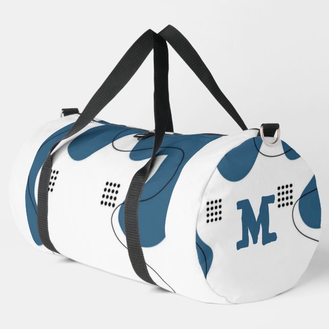 Simple blue white Abstract minimal art Monogram  Duffle Bag (Linke Ecke)