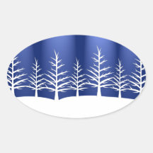 Simple Blue Winter Christmas Trees