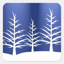 Simple Blue Winter Christmas Trees