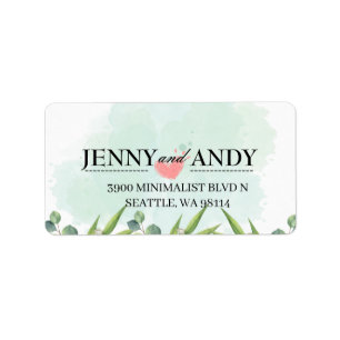 Simple Blush Greenery Succulent Wedding Address L Adressaufkleber