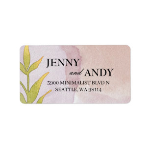 Simple Blush Greenery Succulent Wedding Address L Adressaufkleber