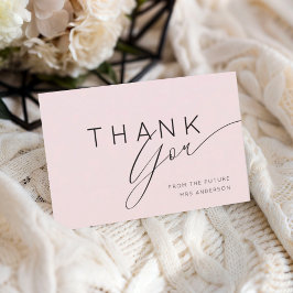 Simple Blush Pink Thank You Bridal Shower  Dankeskarte