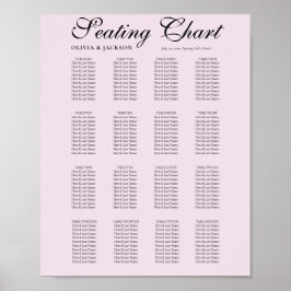 Simple Blush Pink Wedding Seating Chart Poster