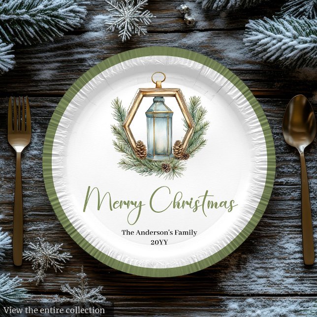 Simple Bohemian Christmas Lantern in Neutral Plate Pappteller (Simple Bohemian Christmas Lantern in Neutral Plate

)