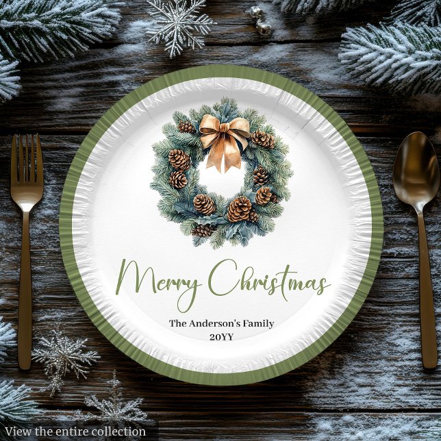 Simple Bohemian Christmas Wreath in Trendy Plate Pappteller (Simple Bohemian Christmas Wreath in Trendy Plate

)