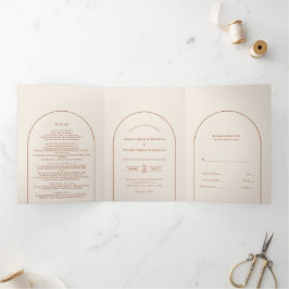 Simple Boho Arch Ivory Wedding Dreifach Gefaltete Einladung