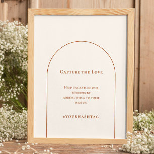 Simple Boho Arch Ivory Wedding Hashtag Poster