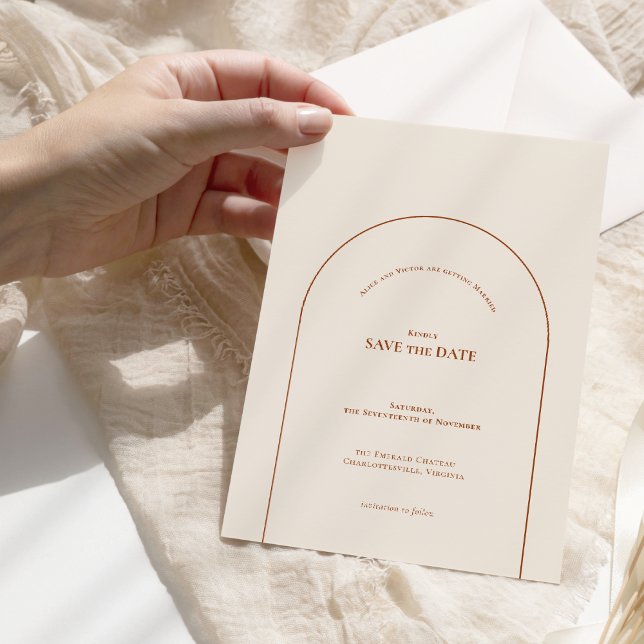 Simple Boho Arch Ivory Wedding Save The Date (Von Creator hochgeladen)