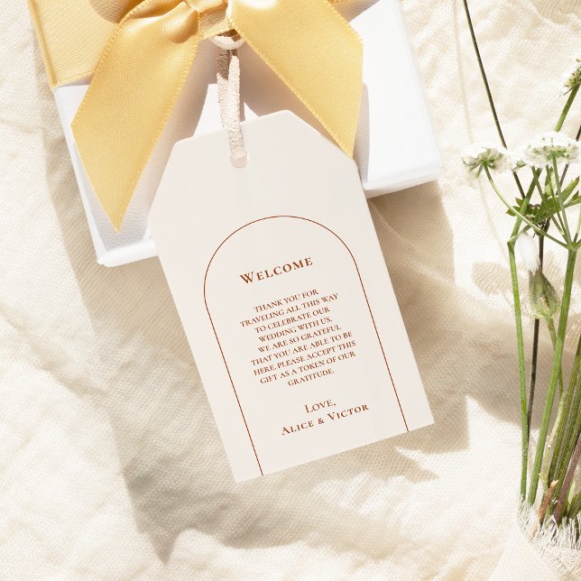 Simple Boho Arch Ivory Wedding Willkommen Geschenkanhänger (Von Creator hochgeladen)
