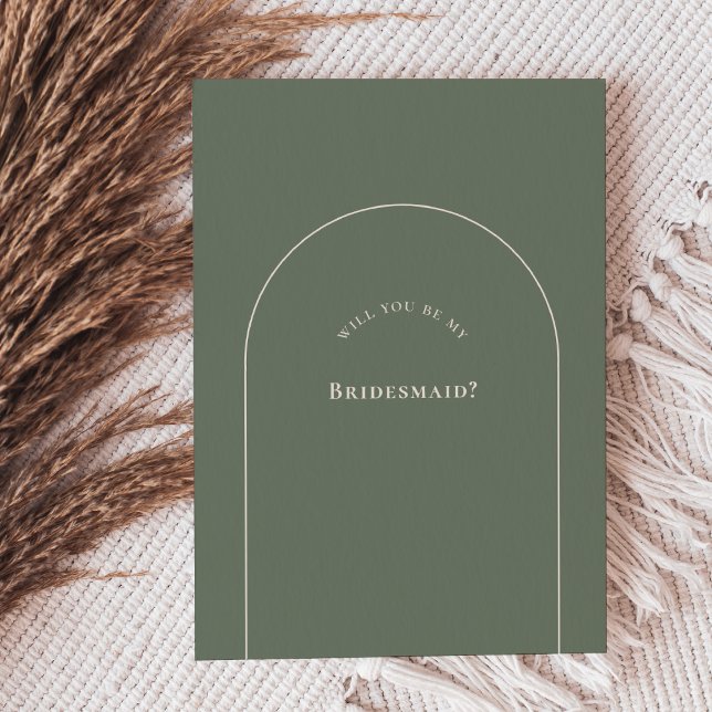 Simple Boho Arch Sage Bridesmaid Vorschlagskarte Einladung (Von Creator hochgeladen)