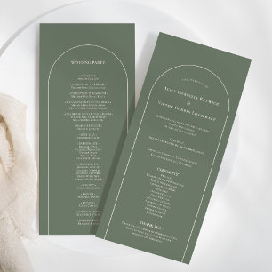 Simple Boho Arch Sage Green Wedding Flat Programm